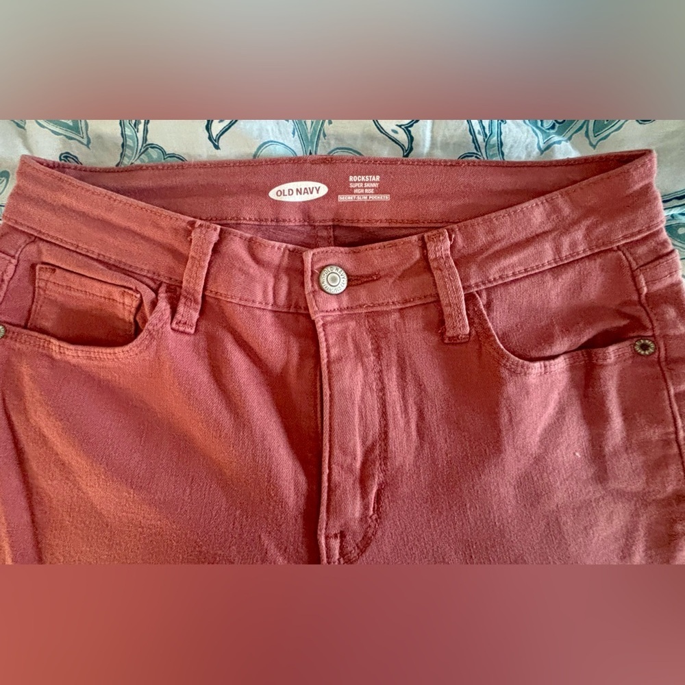 NWOT Old Navy Pink High Rise Skinny Jeans Size 6 Stretch Denim Rockstar Pants - Picture 3 of 6
